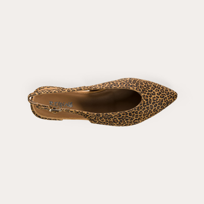 Slingbacks Vivi en Cuir Velours Mini Léo | Imprimé Léopard | Reqins
