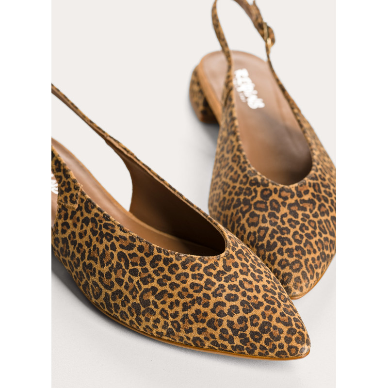 Slingbacks Vivi en Cuir Velours Mini Léo | Imprimé Léopard | Reqins
