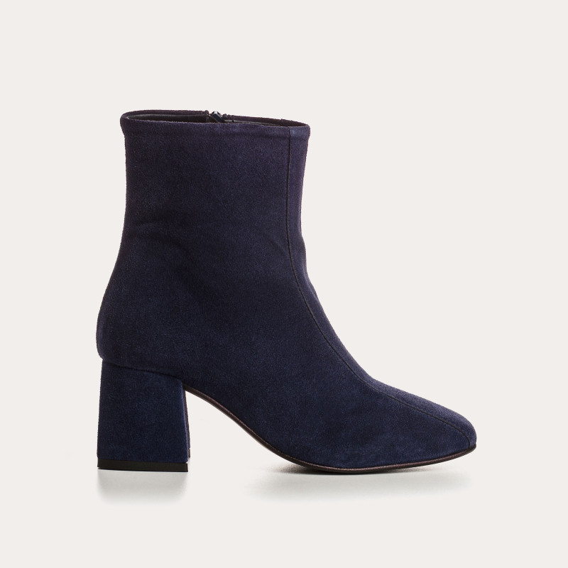 Bottines à talons en cuir velours