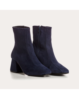 Bottines à talons en cuir velours
