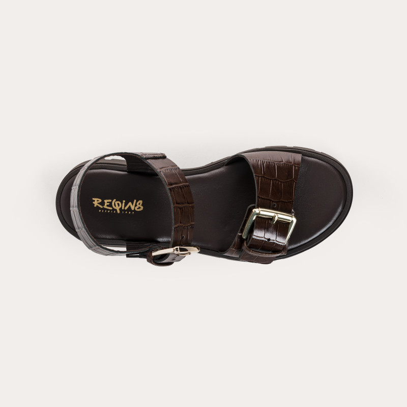 Lorenza leather croco sandals - Allure & Comfort