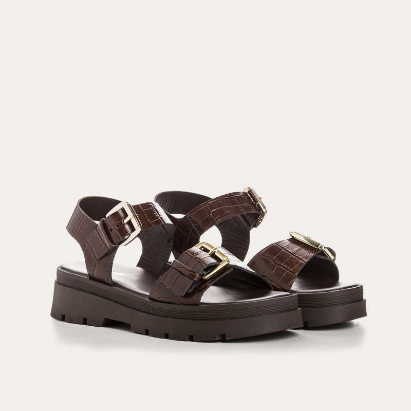 Sandales Lorenza en cuir croco - Allure & Confort | Reqins