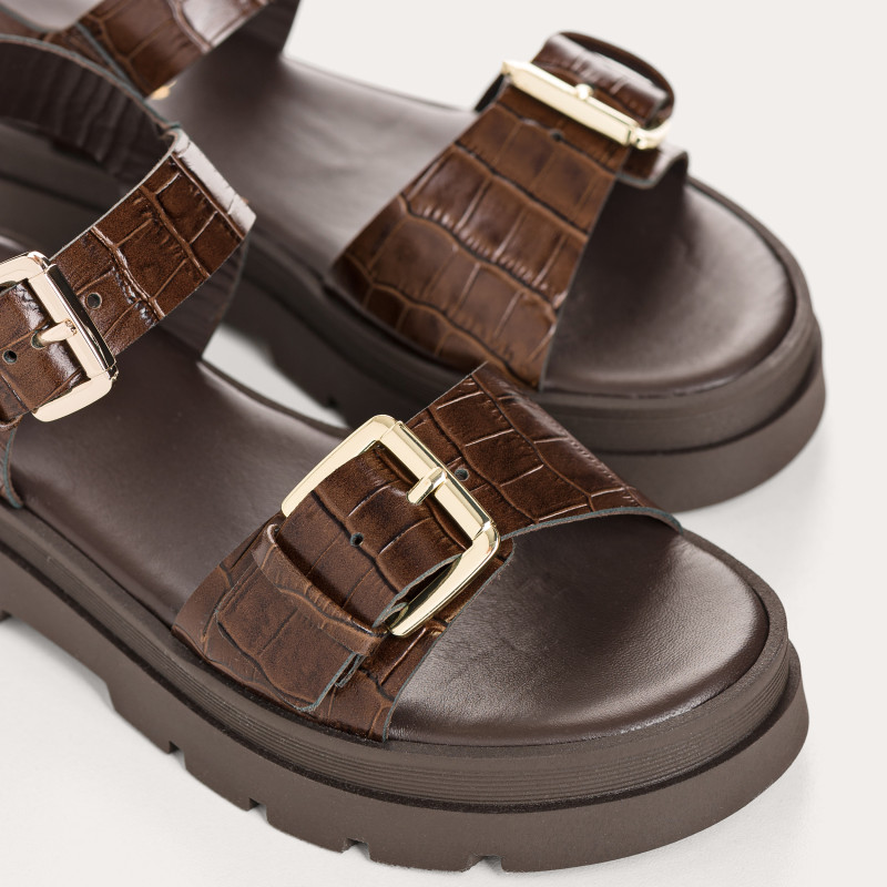 Sandales Lorenza en cuir croco - Allure & Confort | Reqins
