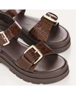 Sandales Lorenza en cuir croco - Allure & Confort | Reqins