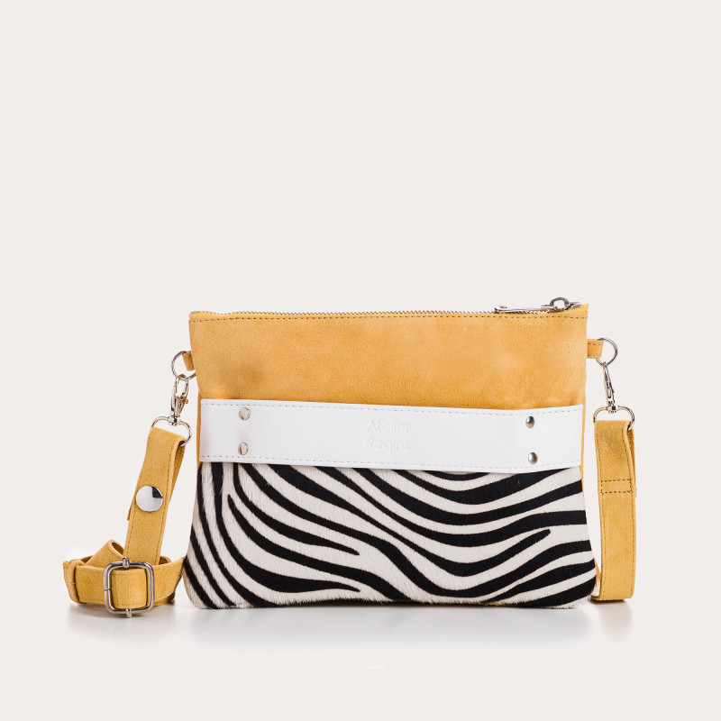 carla zebre leather pouch