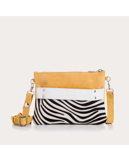 carla zebre leather pouch