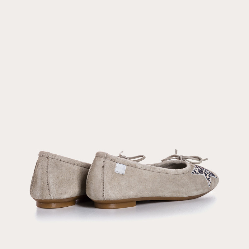 Ballerines Hello en cuir velours imprimé léopard | Reqins