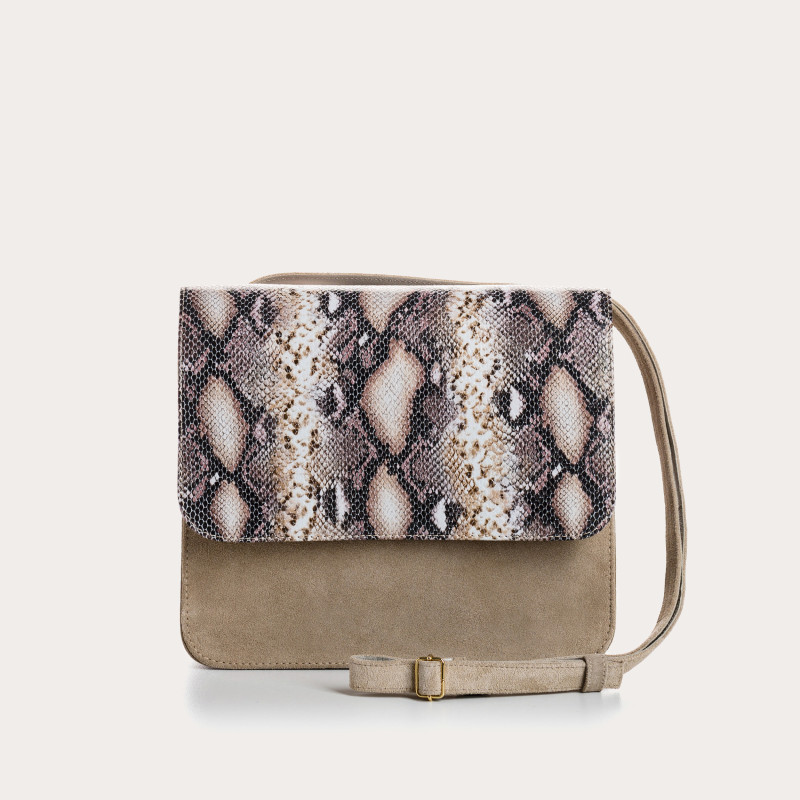 Suede clea bag / python