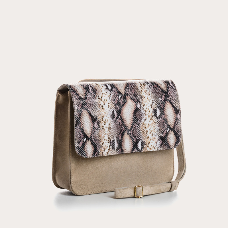 Suede clea bag / python