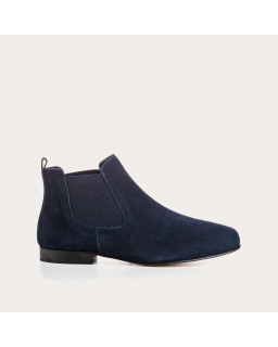 Chelsea boots flat velvet leather with elastic
