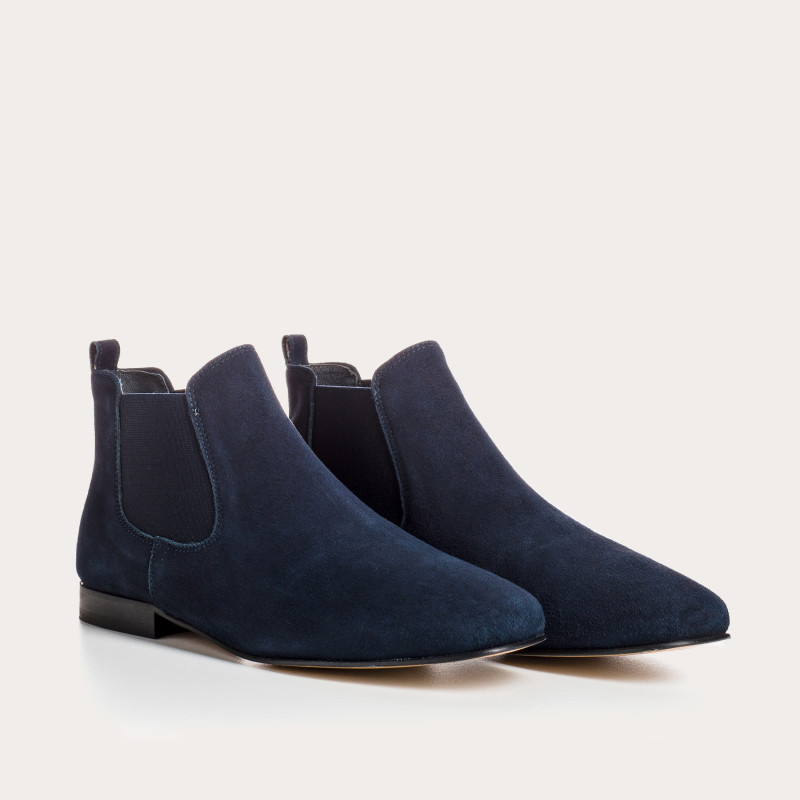 Chelsea boots flat velvet leather with elastic