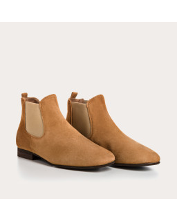 Bottines Chelsea plates en cuir velours avec élastiques